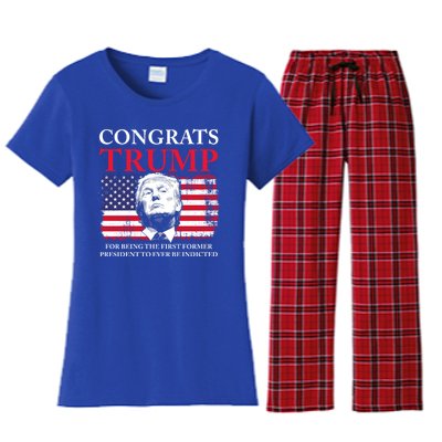 Congrats Trump Indicted Funny Trump Indictment Women's Flannel Pajama Set