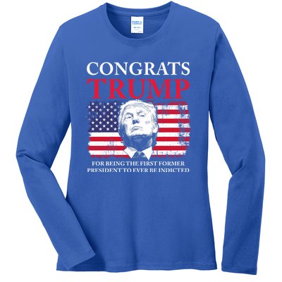 Congrats Trump Indicted Funny Trump Indictment Ladies Long Sleeve Shirt