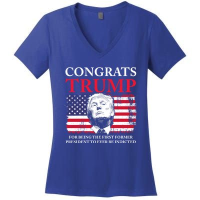 Congrats Trump Indicted Funny Trump Indictment Women's V-Neck T-Shirt