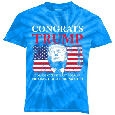 Congrats Trump Indicted Funny Trump Indictment Kids Tie-Dye T-Shirt