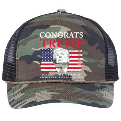 Congrats Trump Indicted Funny Trump Indictment Retro Rope Trucker Hat Cap