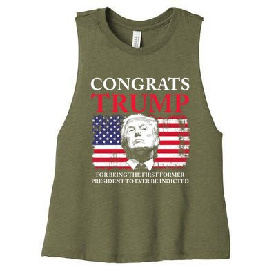 Congrats Trump Indicted Funny Trump Indictment Women's Racerback Cropped Tank