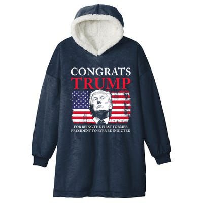 Congrats Trump Indicted Funny Trump Indictment Hooded Wearable Blanket