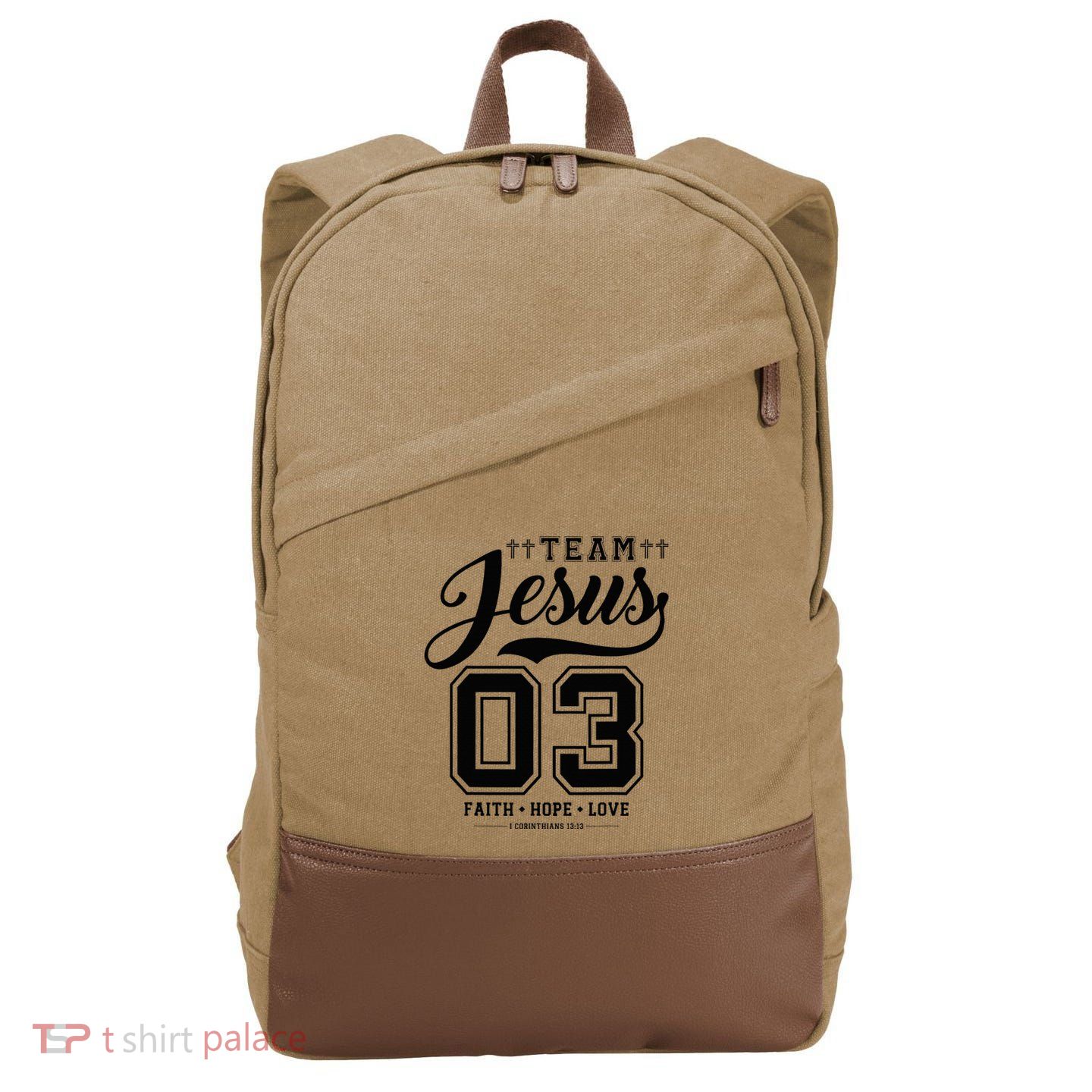 Christian Team Jesus 03 Faith Hope Love Cotton Canvas Backpack
