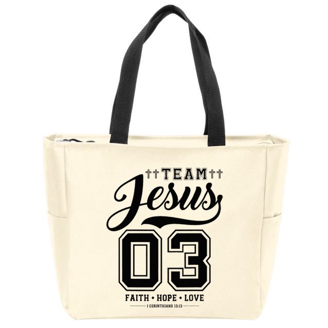 Christian Team Jesus 03 Faith Hope Love Zip Tote Bag