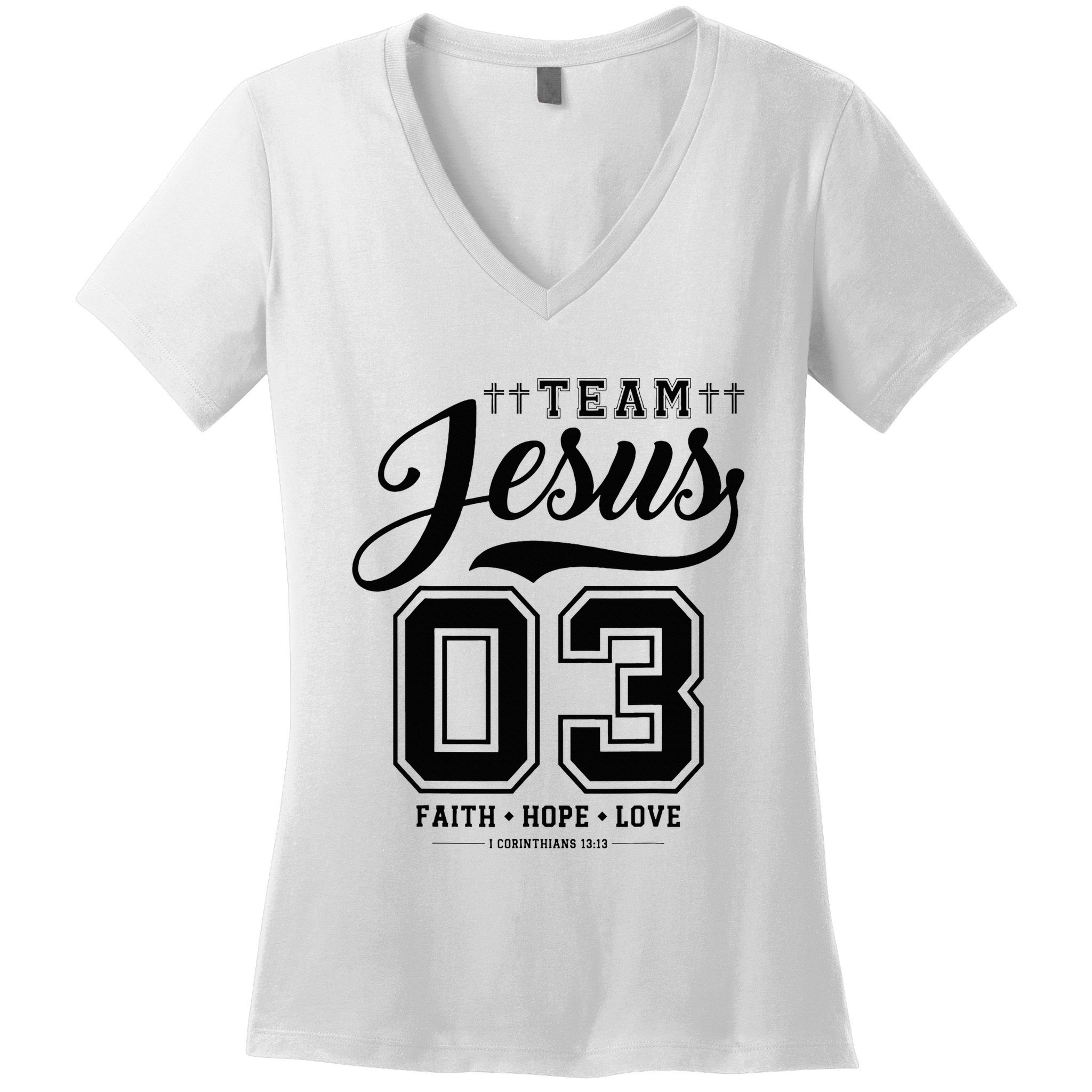Christian Team Jesus 03 Faith Hope Love Women's V-Neck T-Shirt