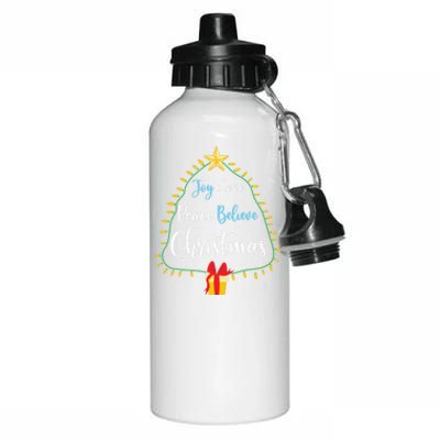 Christmas Tree Joy Love Peace Believe Funny Party Holiday Cool Gift Aluminum Water Bottle 