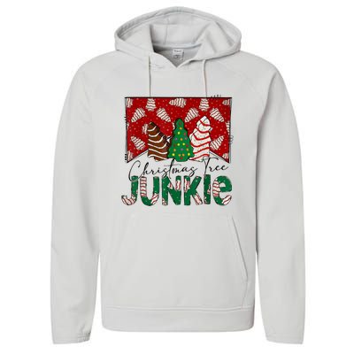 Christmas Tree Junkie Christmas Tree Cakes Junkie Christmas Performance Fleece Hoodie