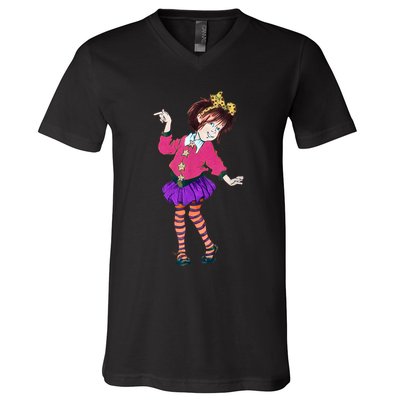 Cute Teacher Junie B Childrens Book Back Jones To School V-Neck T-Shirt