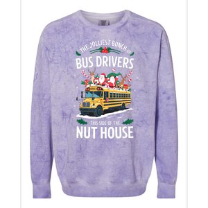 Christmas The Jolliest Bunch Of Bus Driver This Side Of The Nut House Gift Colorblast Crewneck Sweatshirt