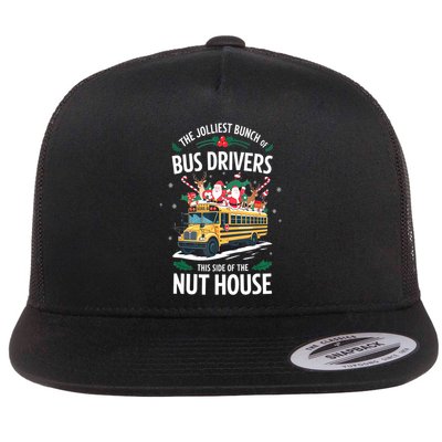Christmas The Jolliest Bunch Of Bus Driver This Side Of The Nut House Gift Flatbill Hat