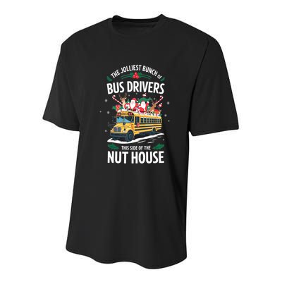 Christmas The Jolliest Bunch Of Bus Driver This Side Of The Nut House Gift Youth Performance Sprint T-Shirt