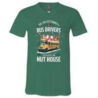 Christmas The Jolliest Bunch Of Bus Driver This Side Of The Nut House Gift V-Neck T-Shirt