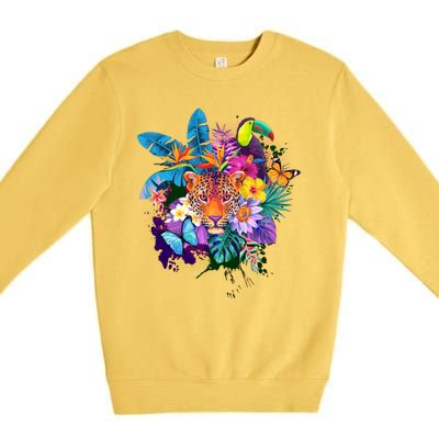 Colorful Tropical Jungle Animals Premium Crewneck Sweatshirt