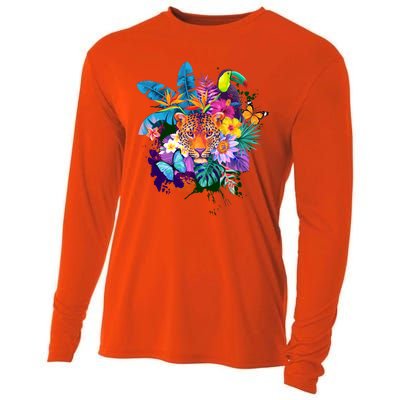 Colorful Tropical Jungle Animals Cooling Performance Long Sleeve Crew