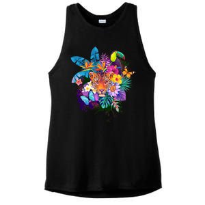 Colorful Tropical Jungle Animals Ladies PosiCharge Tri-Blend Wicking Tank