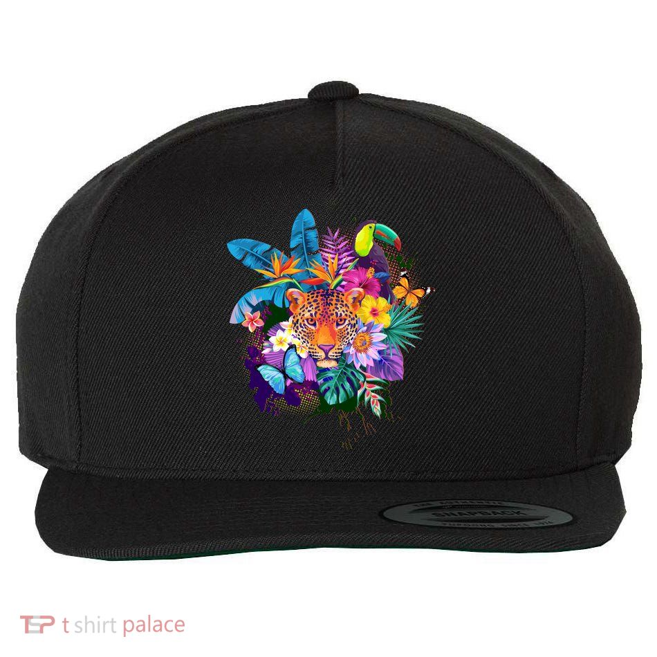 Colorful Tropical Jungle Animals Wool Snapback Cap