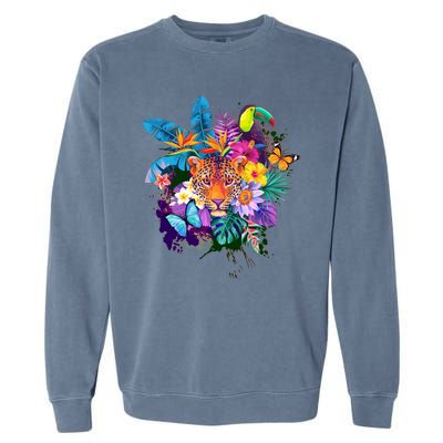 Colorful Tropical Jungle Animals Garment-Dyed Sweatshirt