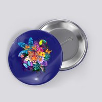 Colorful Tropical Jungle Animals Button