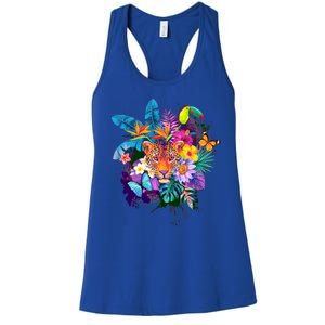 Colorful Tropical Jungle Animals Women's Racerback Tank