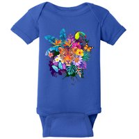 Colorful Tropical Jungle Animals Baby Bodysuit