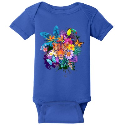 Colorful Tropical Jungle Animals Baby Bodysuit