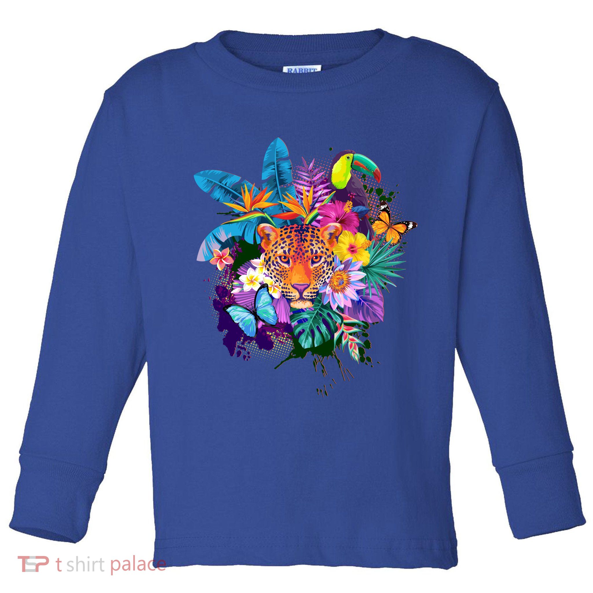 Colorful Tropical Jungle Animals Toddler Long Sleeve Shirt