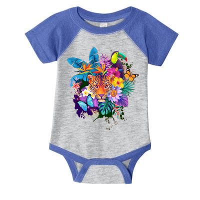 Colorful Tropical Jungle Animals Infant Baby Jersey Bodysuit