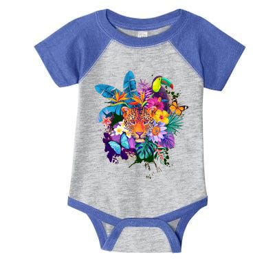 Colorful Tropical Jungle Animals Infant Baby Jersey Bodysuit