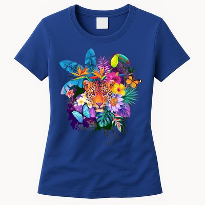 Colorful Tropical Jungle Animals Womens T-Shirt