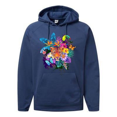 Colorful Tropical Jungle Animals Performance Fleece Hoodie