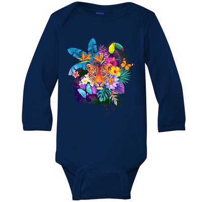 Colorful Tropical Jungle Animals Baby Long Sleeve Bodysuit