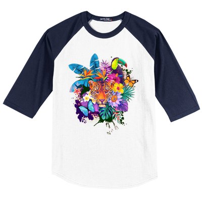 Colorful Tropical Jungle Animals Baseball Sleeve Shirt