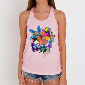 Colorful Tropical Jungle Animals Women's Knotted Racerback Tank