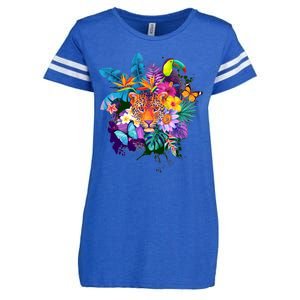 Colorful Tropical Jungle Animals Enza Ladies Jersey Football T-Shirt