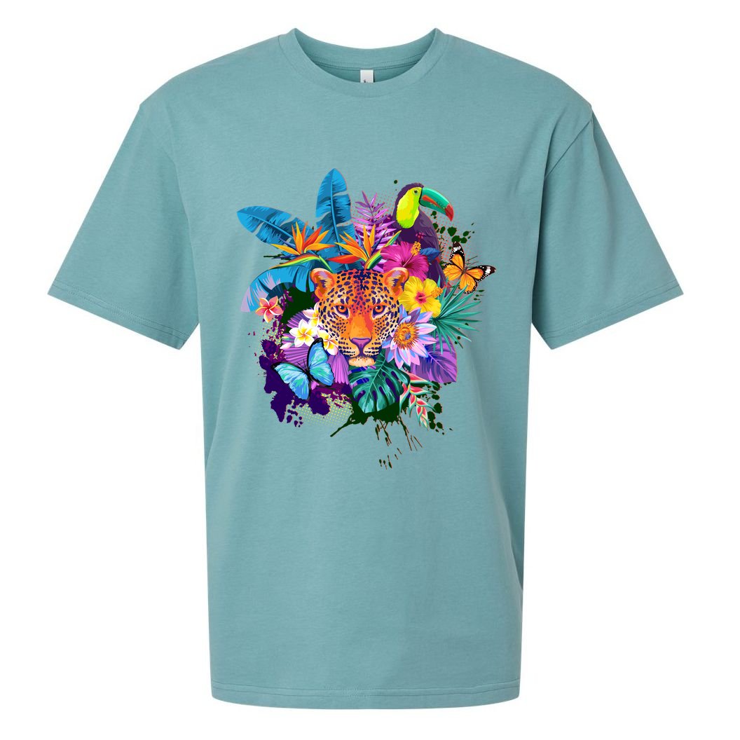 Colorful Tropical Jungle Animals Sueded Cloud Jersey T-Shirt