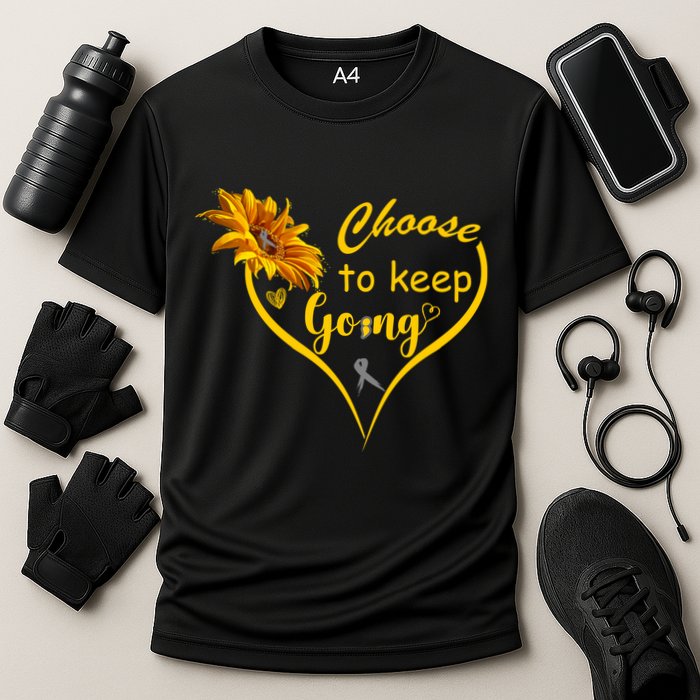 Choose To Keep Going Brain Cancer Awareness Cooling Performance Crew T-Shirt