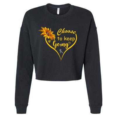 Choose To Keep Going Brain Cancer Awareness Cropped Pullover Crew