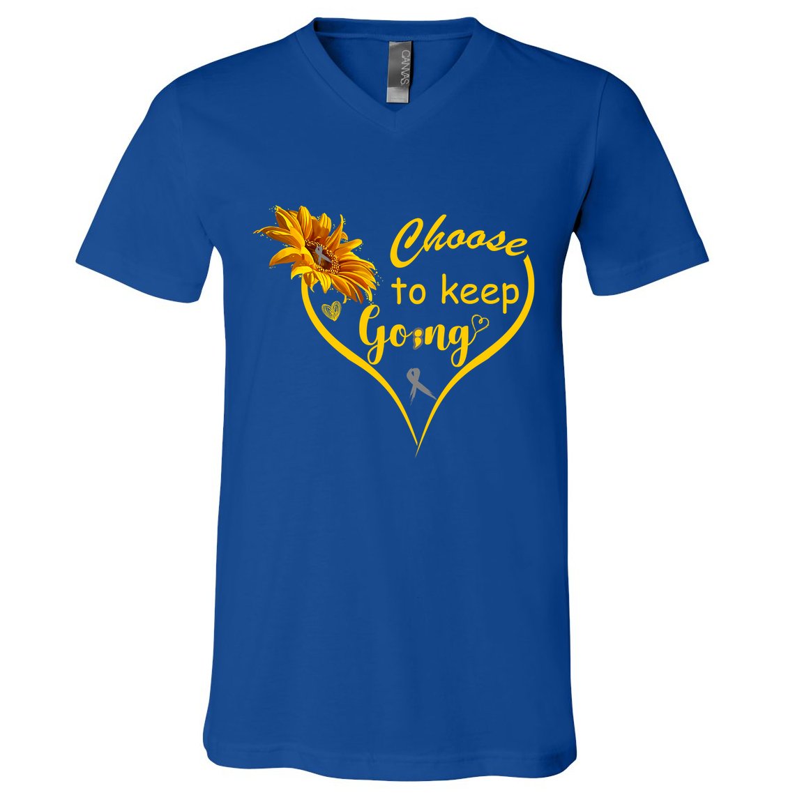 Choose To Keep Going Brain Cancer Awareness V-Neck T-Shirt