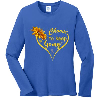 Choose To Keep Going Brain Cancer Awareness Ladies Long Sleeve Shirt