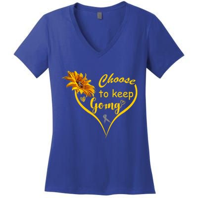 Choose To Keep Going Brain Cancer Awareness Women's V-Neck T-Shirt