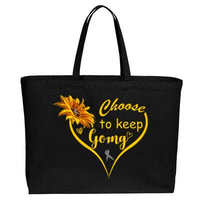 Choose To Keep Going Brain Cancer Awareness Cotton Canvas Jumbo Tote