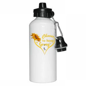 Choose To Keep Going Brain Cancer Awareness Aluminum Water Bottle