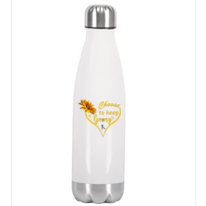 Choose To Keep Going Brain Cancer Awareness Stainless Steel Insulated Water Bottle