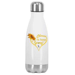 Choose To Keep Going Brain Cancer Awareness Stainless Steel Insulated Water Bottle