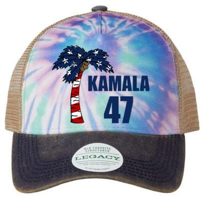 Coconut Tree Kamala 47 Usa Flag Legacy Tie Dye Trucker Hat