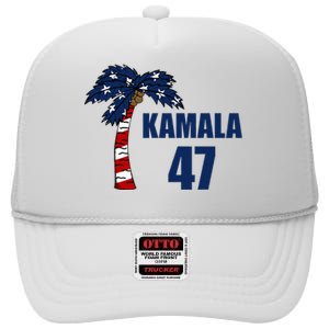 Coconut Tree Kamala 47 Usa Flag High Crown Mesh Back Trucker Hat