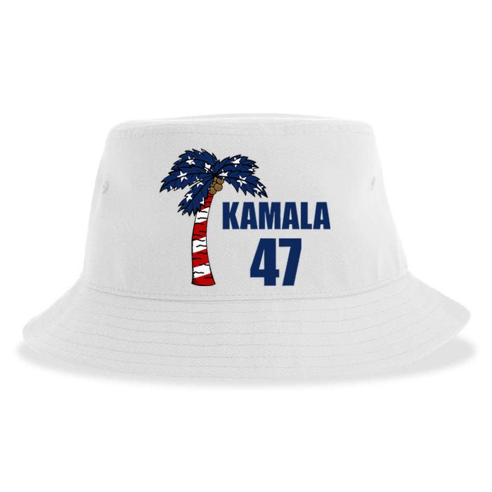 Coconut Tree Kamala 47 Usa Flag Sustainable Bucket Hat