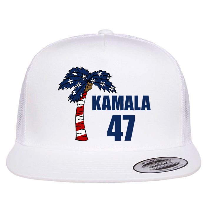 Coconut Tree Kamala 47 Usa Flag Flat Bill Trucker Hat