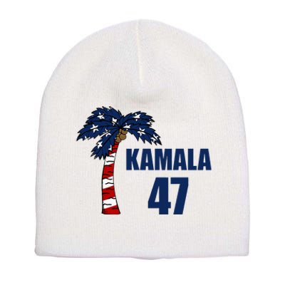 Coconut Tree Kamala 47 Usa Flag Short Acrylic Beanie